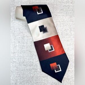 Giorgio Brutini Vintage Art Deco Silk Tie Copper Brown Black Abstract Designer